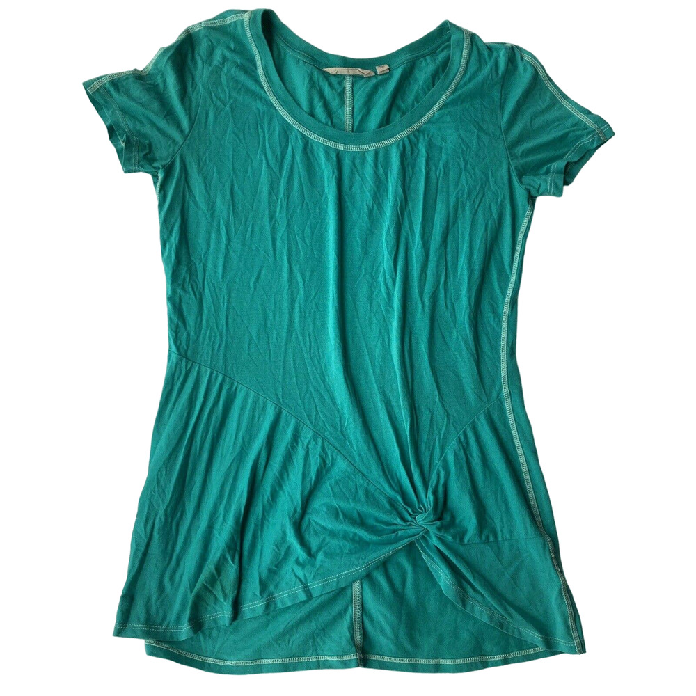ATHLETA Knotty But Nice Sz S Teal Yoga Shirt Top Womens Casual Fun Style 584698